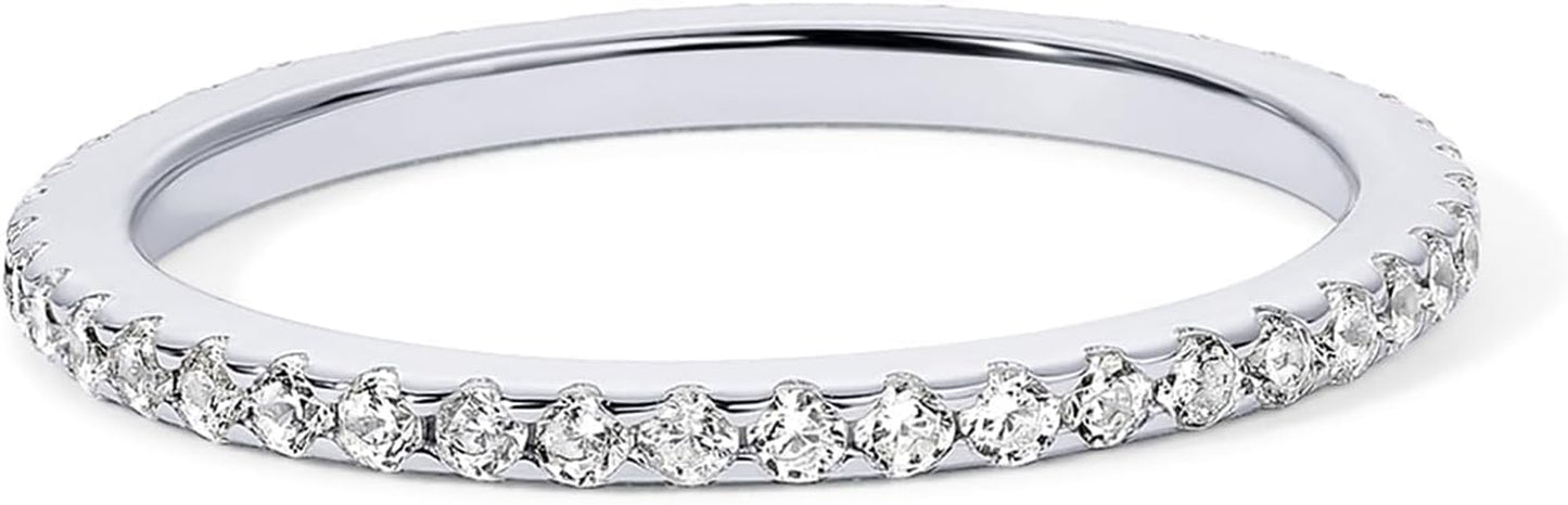 14K Gold Plated Sterling Silver CZ Simulated Diamond Stackable Ring Eternity Bands for Women